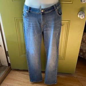 Lee Distressed Denim Jeans Curvy Fit Boyfriend Jeans Blue Size 16 W
